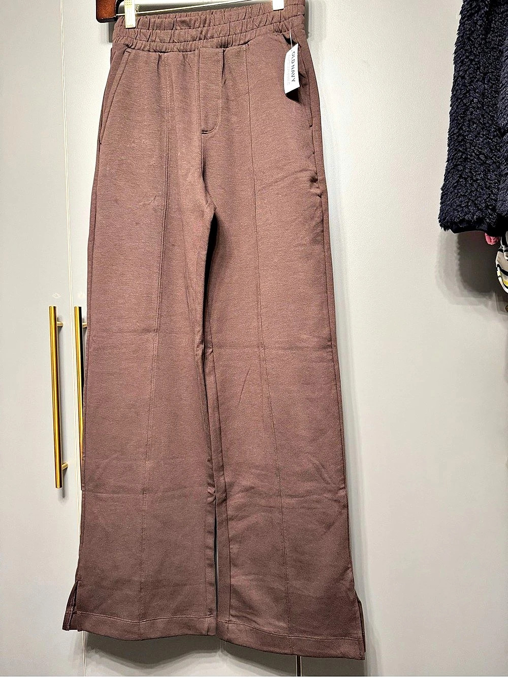 Old Navy High-Waisted Dynamic Fleece Wide-Leg Pants Brown XS